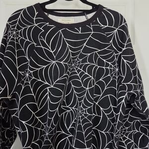 Black Sweatshirt with White Spiderweb Print